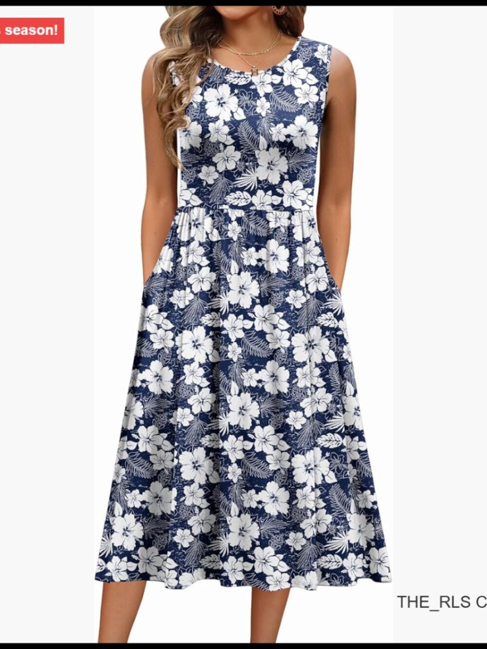 Polyester Spandex Midi Dress with Pockets Floral A-Line Casual